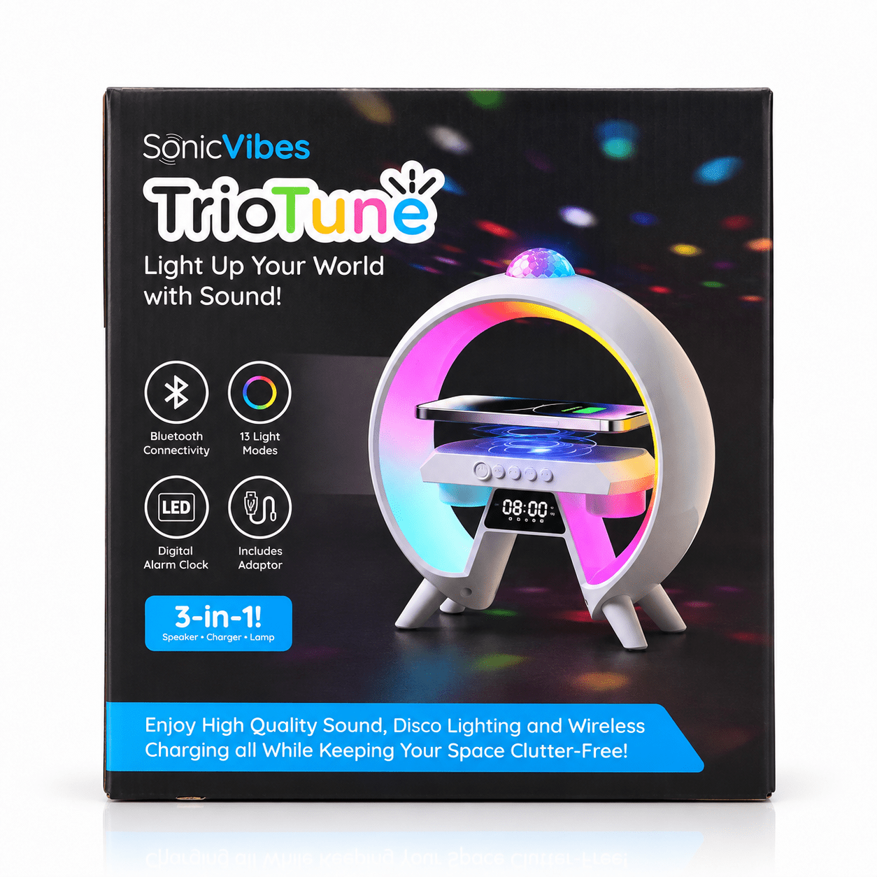 SonicVibes: 3-in-1 Triotunes Bluetooth Speaker and Wireless Charger Simple SonicVibes