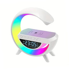Sonic Vibes: 3-in-1 Bluetooth Speaker w/ Charger & Digital Clock (Multiple Colors) Simple Showcase White