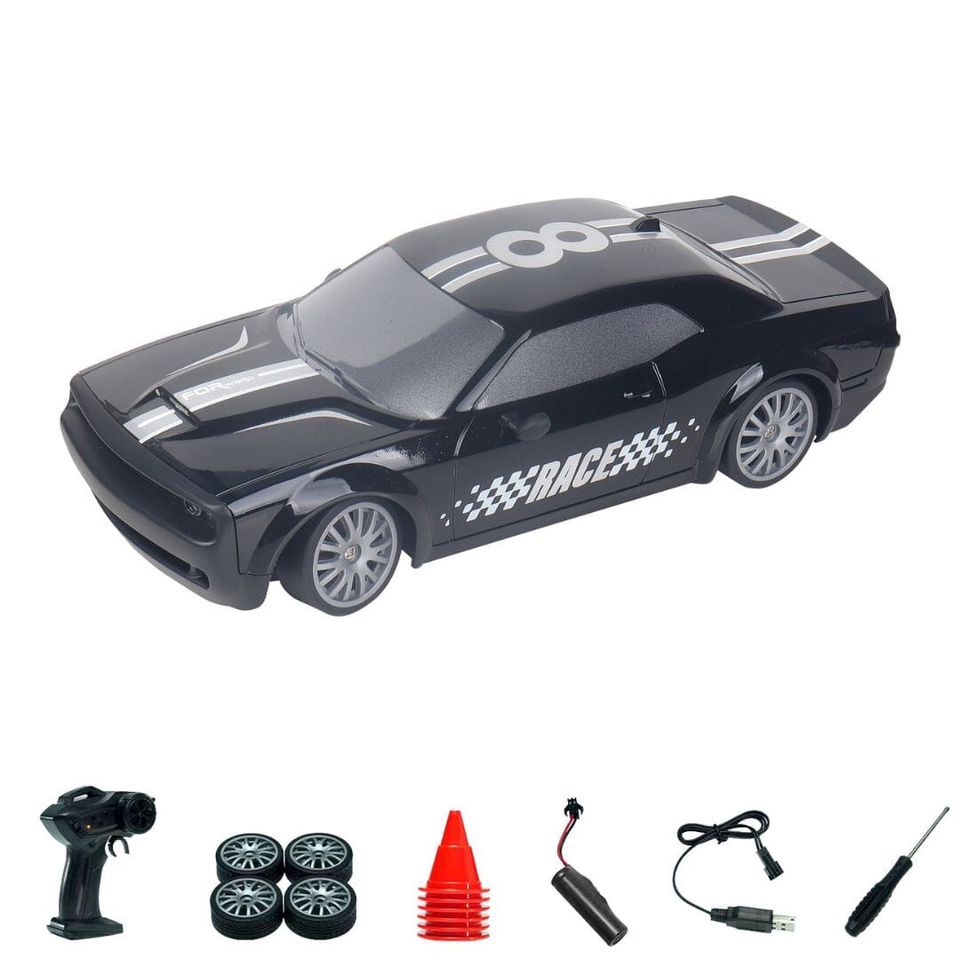 Tough Trax TurboDrifter: Mini RC Drift Car Black Simple Tough Trax