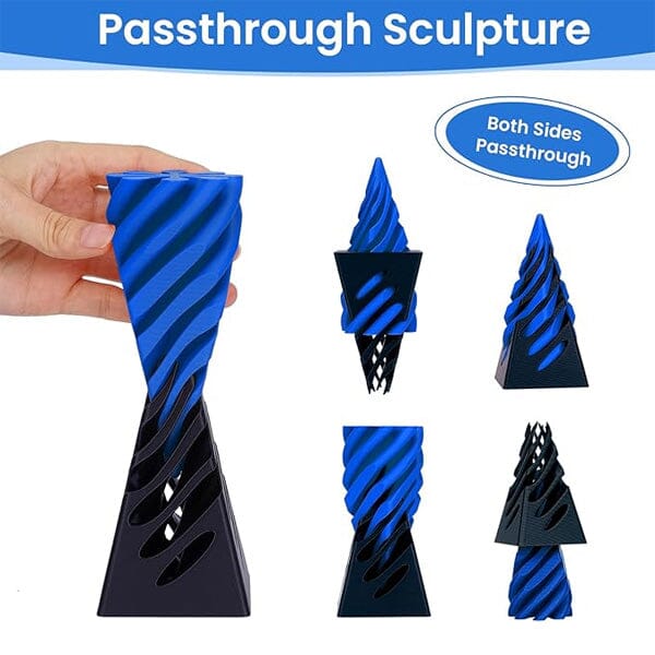 Twist Quest: 3D Printed Fidget Spiral Cone Toy (Blue & Black) Simple Exclusive