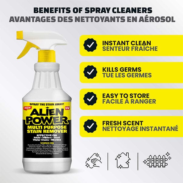 Alien Power Multi Purpose Stain Remover Spray (2oz Powder + 24oz Bottle) Simple Alien Power
