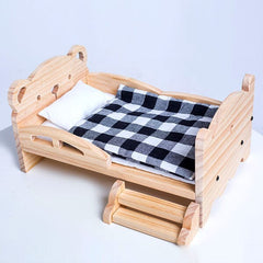Wooden Bed Frame & Mattress For Dolls (Includes Blanket & Pillow) - Petite Threads Simple Exclusive