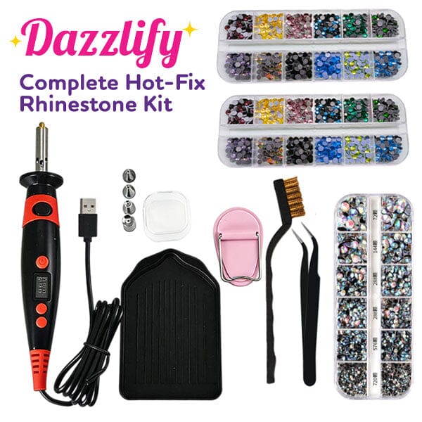 Dazzlify Hot-Fix Bedazzle Rhinestone Applicator Wand Large Kit Simple Dazzlify
