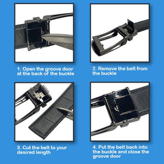 FlexClick Unisex Adjustable Micro-Increment Black Leather Belt (1pc) Fits 28" to 46" Waist Simple Exclusive