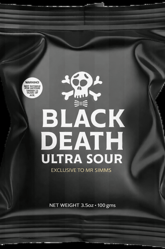 Mr. Simms Sweet Shoppe: Black Death Ultra Sour (Imported From England) Simple Mr. Simms