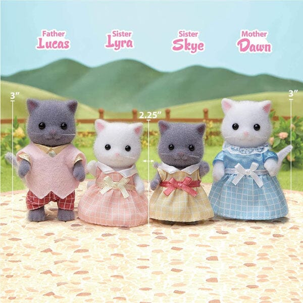 Calico Critters: Persian Cat Family (4pc) Posable Flocked Collectible Figurines Simple Calico Critters
