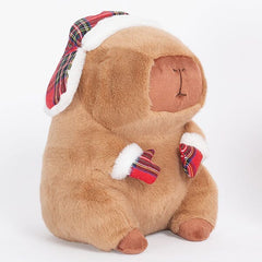Capybara 9" Kawaii Matching Plaid Hat & Mittens Plush Toy (1pc) Simple Exclusive