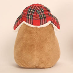 Capybara 9" Kawaii Matching Plaid Hat & Mittens Plush Toy (1pc) Simple Exclusive