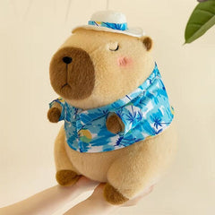 Capybara 9" Kawaii Hawaiian Vacation Shirt & Hat Plush Toy Simple Exclusive