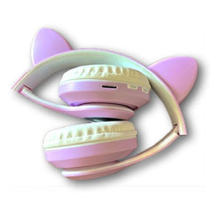 SoundLogicXT TWS Foldable Bluetooth Cute Purple Cat Headphones Folded For Travel