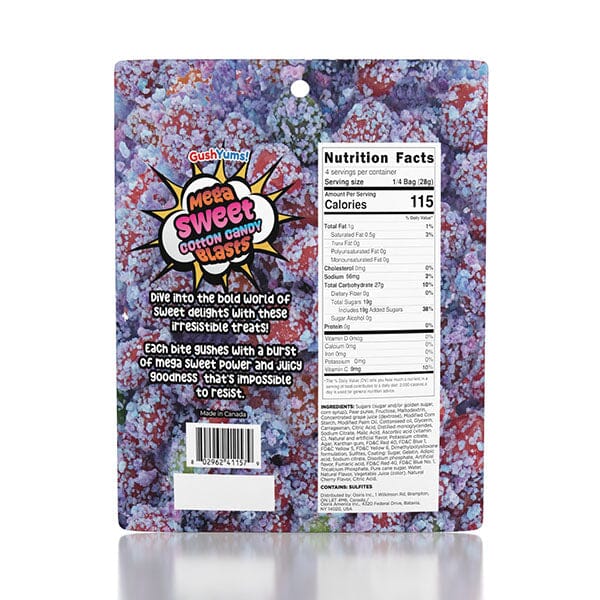 GushYums Mega Sweet Cotton Candy Blasts Gushing Gummy Candy (4oz) Simple GummiYums