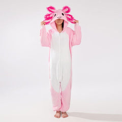 Cozy Cuddler Axolotl Flannel Adult Onesie (1pc) Multiple Sizes Simple Cozy Cuddler