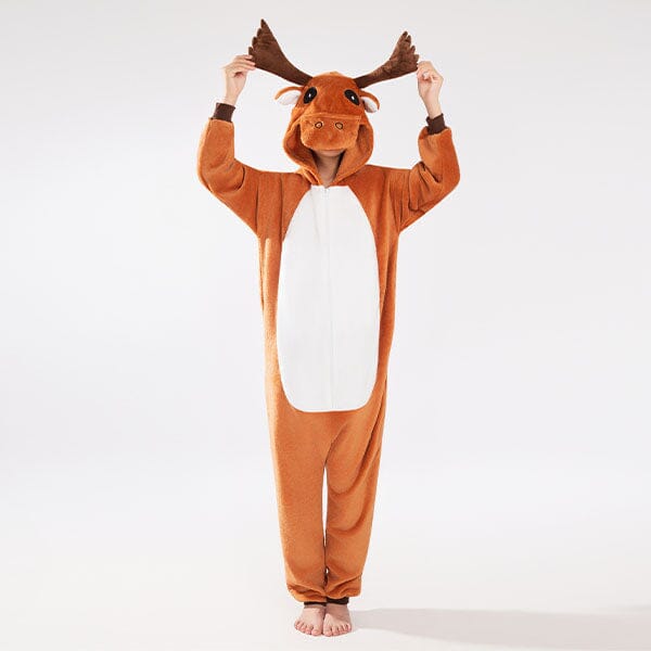 Cozy Cuddler Moose Flannel Onesie For Adults & Kids (1pc) Multiple Sizes Simple Cozy Cuddler