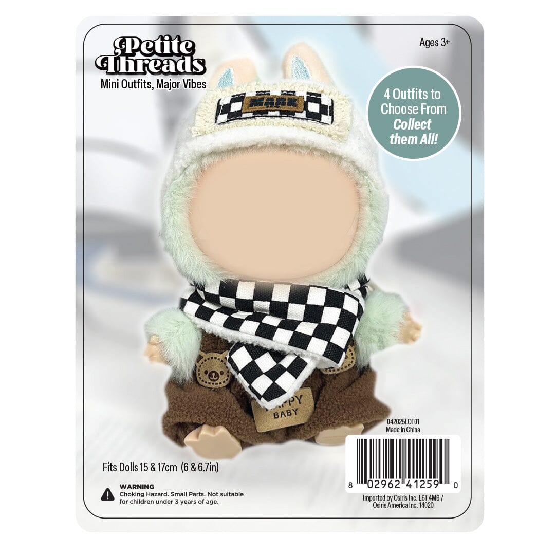 Petite Threads: Brown Pants & Checkered Scarf for Dolls Simple Showcase