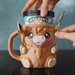 PintCuddler Cartoon Cow Ice Cream Pint Holder Kit (Includes 2 Spoons & Cookie Tray) Simple Exclusive