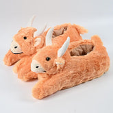Fluffy Highland Cow Slippers Unisex Plush Rubber Sole Shoe (1 Pair) One-Size-Fits-Most Simple Exclusive