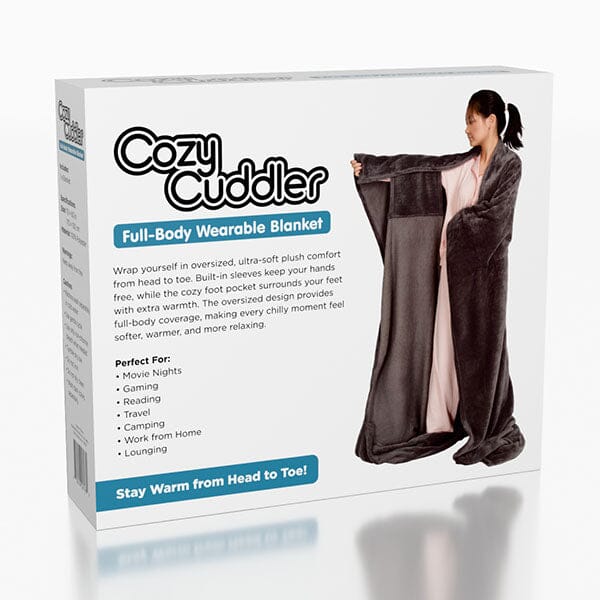 Cozy Cuddler Full-Body Wearable Blanket w/ Foot Pockets (1pc) Black or Grey Simple Cozy Cuddler