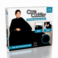 Cozy Cuddler Full-Body Wearable Blanket w/ Foot Pockets (1pc) Black or Grey Simple Cozy Cuddler Black
