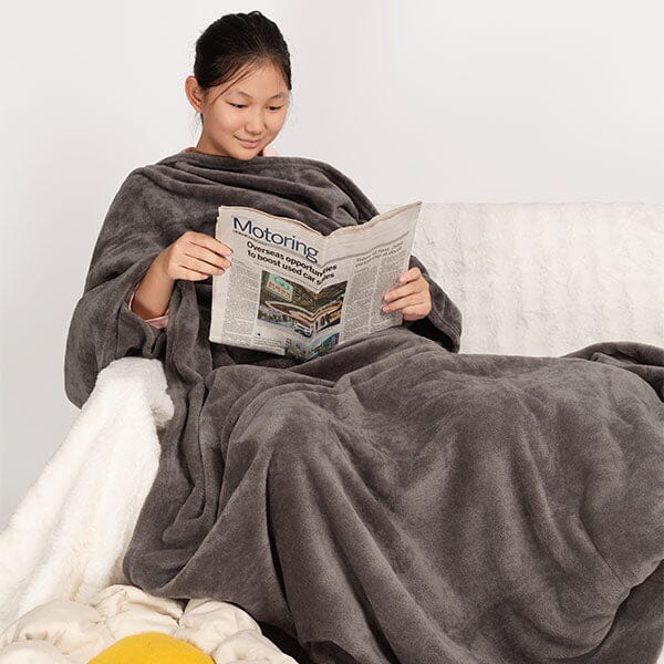 Cozy Cuddler Full-Body Wearable Blanket w/ Foot Pockets (1pc) Black or Grey Simple Cozy Cuddler