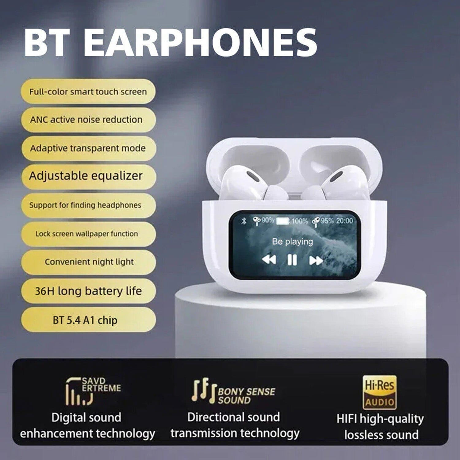 SonicVibes Earbuds w/ Touchscreen Case Simple Exclusive