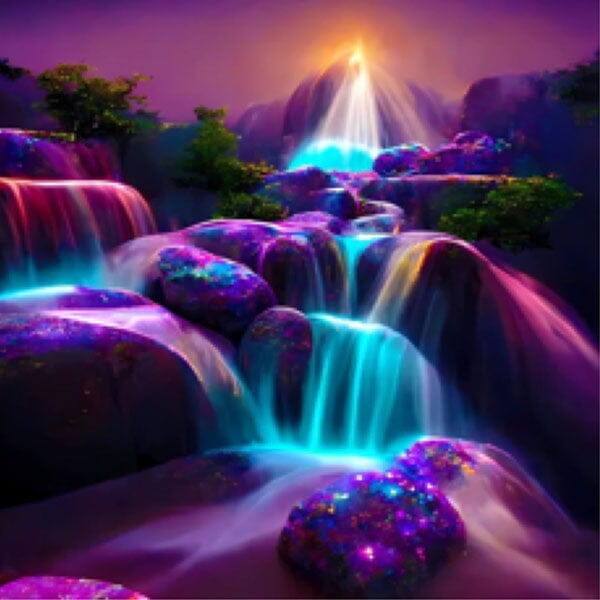 Studio Art Diamond Painting Full Coverage "Shimmering Cascade" (40cm x 40cm) Simple Studio Art