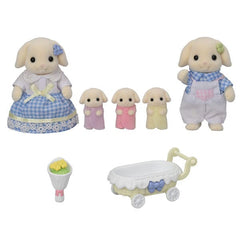 Calico Critters: Flora Rabbit Family (5pc) Posable Flocked Collectible Figurines Simple Calico Critters