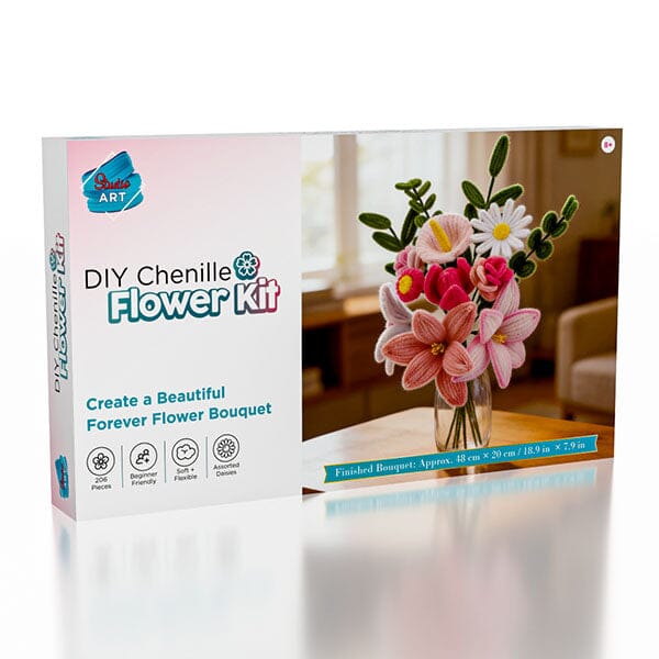 Studio Art DIY Chenille Flower Bouquet Craft Kit (206pc) Simple Studio Art