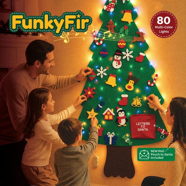 FunkyFir 63" DIY Musical Felt Christmas Tree with Motion-Sensor Lights Simple Exclusive