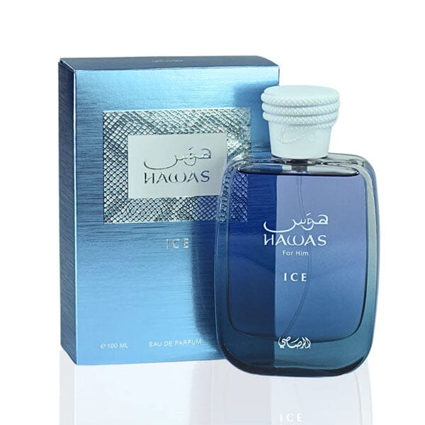 Rasasi Hawas Ice Eau de Parfum Men's Cologne Spray Bottle (100mL) Simple Rasasi