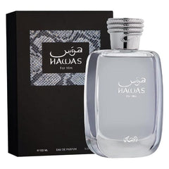 Rasasi Hawas Eau de Parfum Men's Cologne Spray Bottle (100mL) Simple Showcase