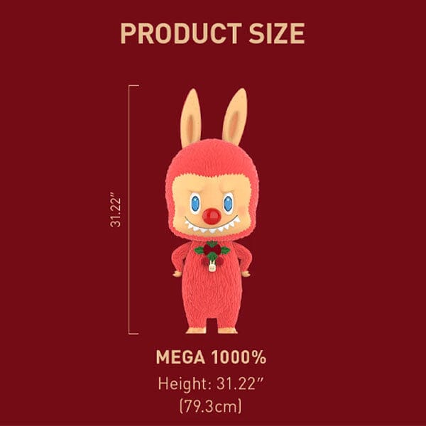 Pop Mart x THE MONSTERS: Giant 2.5-Foot MEGA Labubu TEC 1000% Winter Holiday Flocked Figure Doll (1pc) Simple Pop Mart