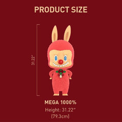 Pop Mart x THE MONSTERS: Giant 2.5-Foot MEGA Labubu TEC 1000% Winter Holiday Flocked Figure Doll (1pc) Simple Pop Mart