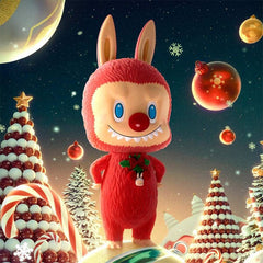 Pop Mart x THE MONSTERS: Giant 2.5-Foot MEGA Labubu TEC 1000% Winter Holiday Flocked Figure Doll (1pc) Simple Pop Mart
