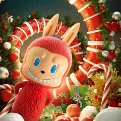 Pop Mart x THE MONSTERS: Giant 2.5-Foot MEGA Labubu TEC 1000% Winter Holiday Flocked Figure Doll (1pc) Simple Pop Mart