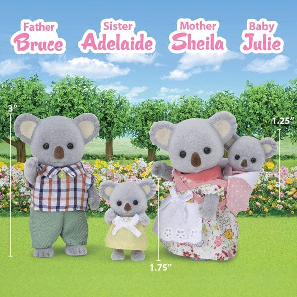 Calico Critters: Outback Koala Family (4pc) Posable Flocked Collectible Figurines Simple Calico Critters