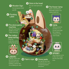 Pop Mart x THE MONSTERS: Labubu Forest Secret Base Tree House Building Block Set - Playful Home (497pc) Simple Pop Mart