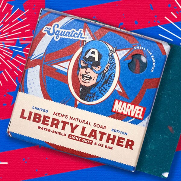 Dr. Squatch® x Marvel™ All-Natural Bar Soap For Men - Captain America Liberty Lather Simple Dr. Squatch