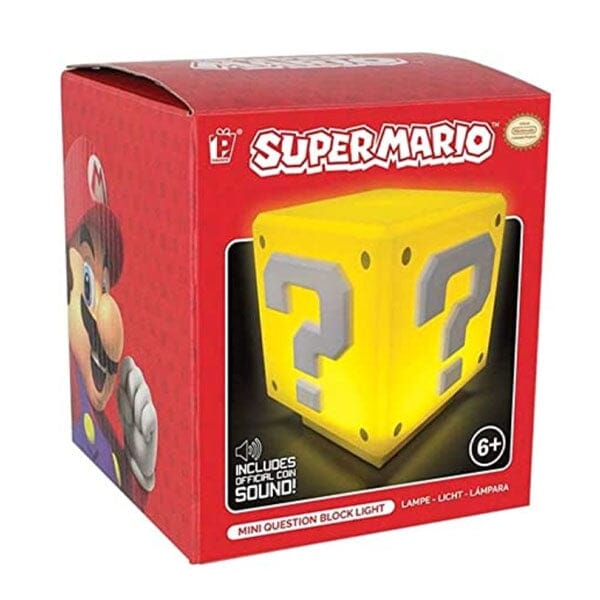 Paladone Super Mario Bros Question Mark Box Mini 3" Novelty Tabletop Touch Lamp Simple Paladone