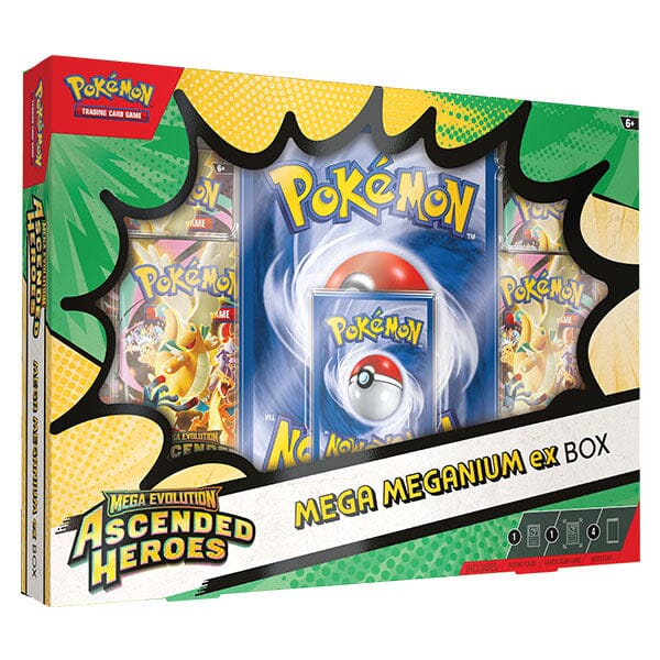 Pokémon TCG: Mega Evolution ME2.5 Ascended Heroes Mega Meganium/Emboar/Feraligatr ex Box (4 Booster Packs + 2 Bonus Promo Cards) Simple Pokémon