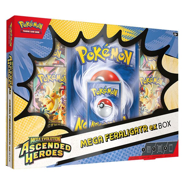 Pokémon TCG: Mega Evolution ME2.5 Ascended Heroes Mega Meganium/Emboar/Feraligatr ex Box (4 Booster Packs + 2 Bonus Promo Cards) Simple Pokémon