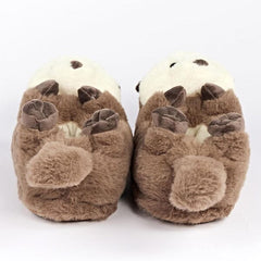 Plush Otter Slippers Unisex Rubber Sole Shoe (1 Pair) One-Size-Fits-Most Simple Exclusive