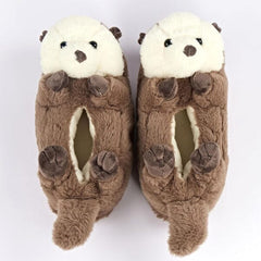 Plush Otter Slippers Unisex Rubber Sole Shoe (1 Pair) One-Size-Fits-Most Simple Exclusive