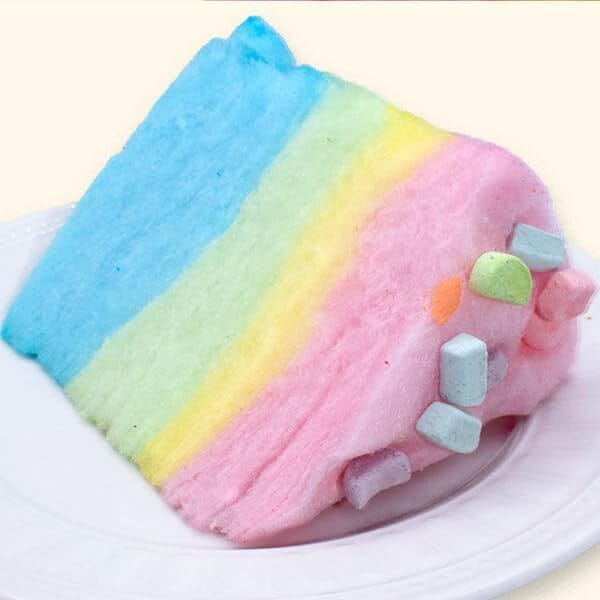 PartyPuffs Cotton Candy Cake Tub (4.2oz) Sliceable Rainbow Candy Floss Simple PartyPuffs