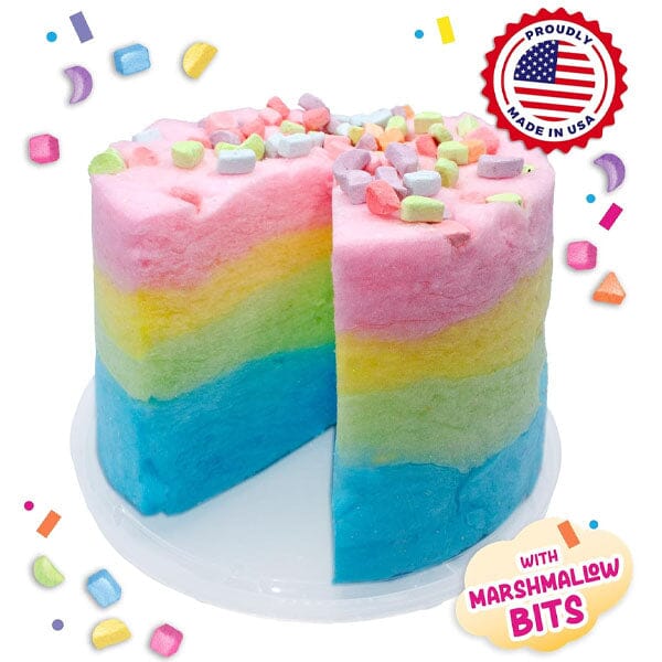 PartyPuffs Cotton Candy Cake Tub (4.2oz) Sliceable Rainbow Candy Floss Simple PartyPuffs