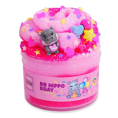PeachyBbies Novelty Slime Fidget Putty (7oz Jar) "BB Hippo Bday" Icee Slime Simple PeachyBbies