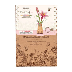 Rowood Pink Lily Flower Wooden Bloom Craft DIY Kit (73pc) Simple Rolife