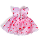 Outfit: Pink Cherry Print Dress for Dolls - Petite Threads Simple Exclusive