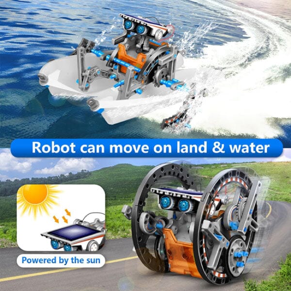 BrainyBotz 13-in-1 DIY Robot Solar-Powered Smart STEM Building & Programming Kit (190pc) Simple Exclusive