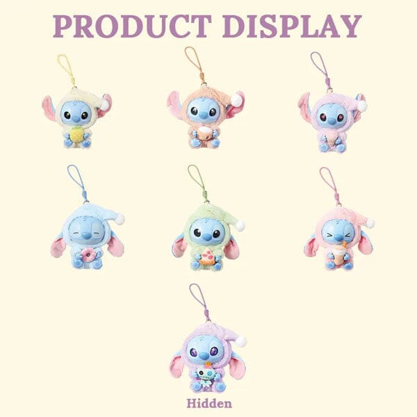 MINISO x Disney: Stitch "Eat Something Before Sleep" Series Plush Keychain Blind Box (1pc) Simple MINISO