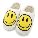 Smiley Face Plush Slippers for Indoors & Outdoors (Multiple Sizes) Simple Exclusive White - XS (5.5-6.5 Women / 5-6 Men)